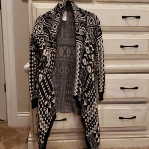 High low Aztec print cardigan